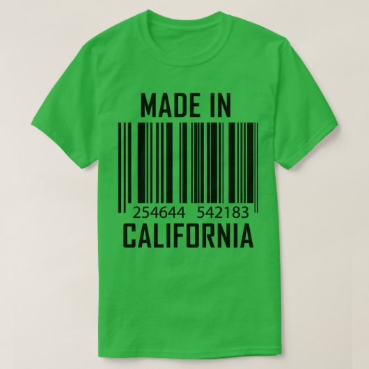 カリフォルニア州製バーコード Tシャツ (デザイン正面)