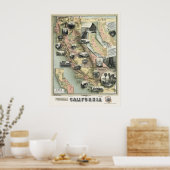 カリフォルニア州製品マップ1888 ポスター (キッチン)