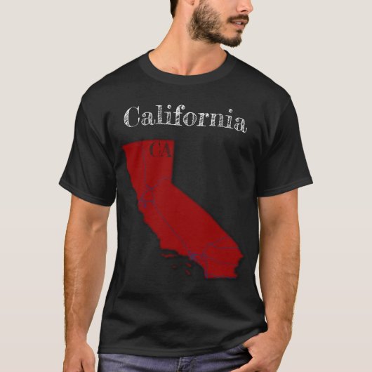 カリフォルニア州間[ベリーレッドデザイン] Tシャツ (正面)