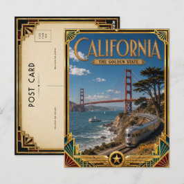 カリフォルニア州 アールデコ様式の黄金時代のビンテージ風 ポストカード