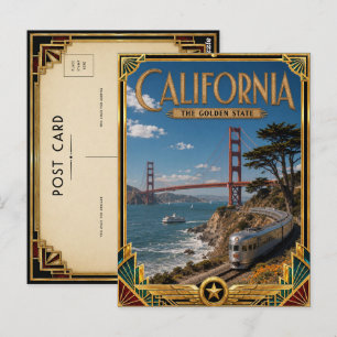 カリフォルニア州 アールデコ様式の黄金時代のビンテージ風 ポストカード