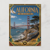 カリフォルニア州 アールデコ様式の黄金時代のビンテージ風 ポストカード (正面)