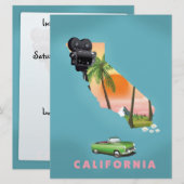 カリフォルニア州 イラストマップ ポスター 招待状 (正面/裏面)