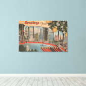 カリフォルニア州(ゴールデンウエスト)ラージレターのシーン キャンバスプリント (インサイチュ (ウッドフロア))