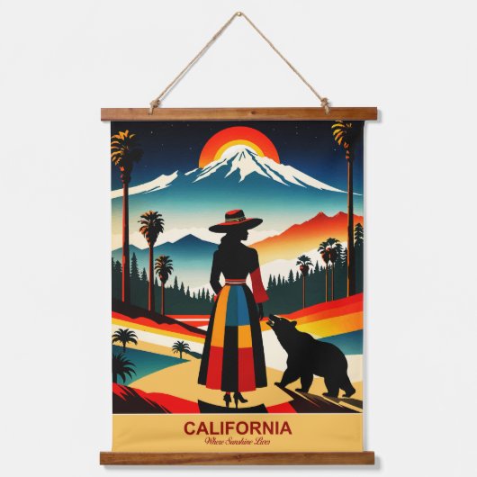 カリフォルニア州：サンシャインが住む場所 吊り下げ型タペストリー (正面)