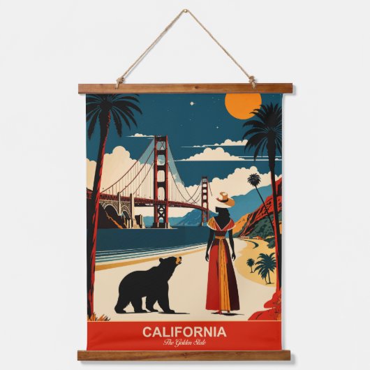 カリフォルニア州：ザ・ゴールデン州 吊り下げ型タペストリー (正面)