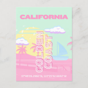 カリフォルニア州,ビーチ,トラベルアート名門私立校風の, ポストカード