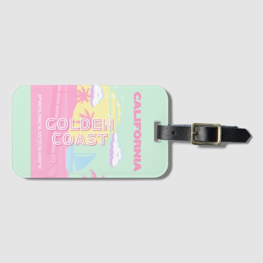 カリフォルニア州,ビーチ,トラベルアート名門私立校風の, ラゲッジタグ (正面横)