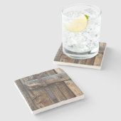 カリフォルニア州、木製ドアクローズアップ ストーンコースター (横)