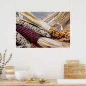 カリフォルニア州.秋ハーベストカラフルインディアンコーン ポスター (キッチン)