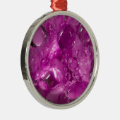 カリフォルニア州、花に水滴 メタルオーナメント (右)