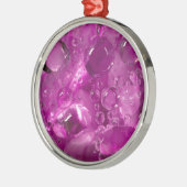 カリフォルニア州、花に水滴 メタルオーナメント (左)