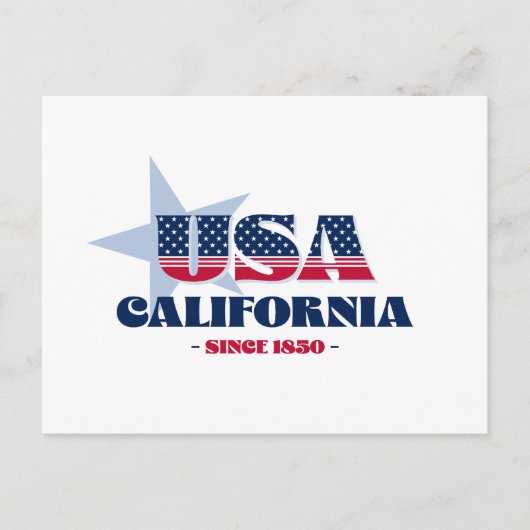 カリフォルニア州（赤、白、青） ポストカード (正面)