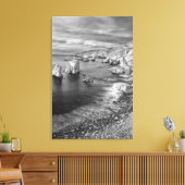 カリフォルニア州B&Wビーチ海岸線 キャンバスプリント (インサイチュ (リビング))