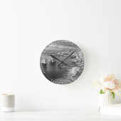 カリフォルニア州B&Wビーチ海岸線 ラウンド壁時計 (ホーム)