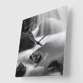 カリフォルニア州B&W滝 スクエア壁時計 (傾斜)