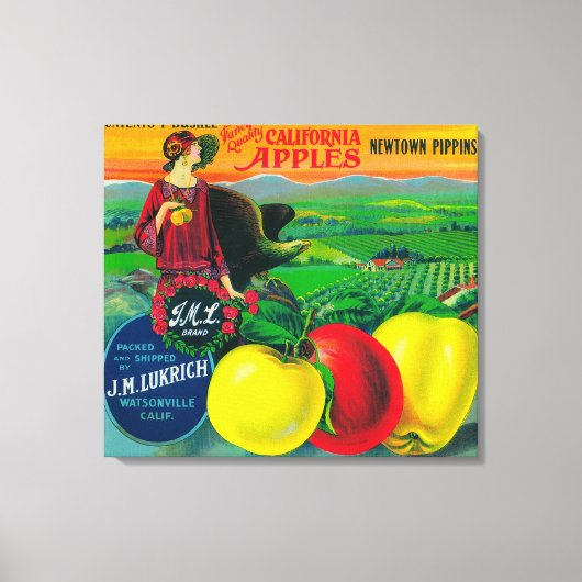 カリフォルニア州J.M.L. Apple Create LabelWatsonville キャンバスプリント (正面)