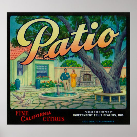 カリフォルニア州Patio Orange LabelTon ポスター (正面)