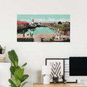 カリフォルニア州WharfPetalumaの空中表示 ポスター (ホームオフィス)