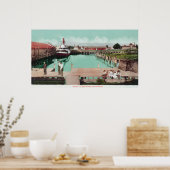 カリフォルニア州WharfPetalumaの空中表示 ポスター (キッチン)