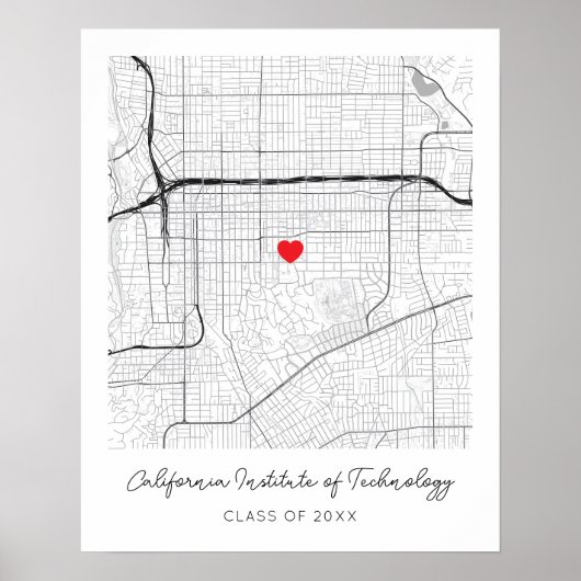 カリフォルニア工科大学のカスタム地図 ポスター (正面)