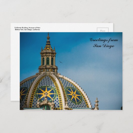 カリフォルニア建物ドームバルボアパークサンディエゴ ポストカード (正面/裏面)
