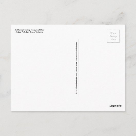 カリフォルニア建物ドームバルボアパークサンディエゴ ポストカード (裏面)