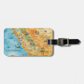 カリフォルニア彩色水彩画地図アート ラゲッジタグ (正面横)