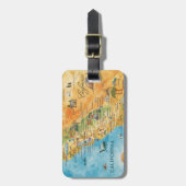 カリフォルニア彩色水彩画地図アート ラゲッジタグ (正面縦)