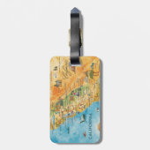 カリフォルニア彩色水彩画地図アート ラゲッジタグ (裏面縦)