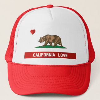 カリフォルニア愛州の旗のトラック運転手の帽子(赤い) キャップ