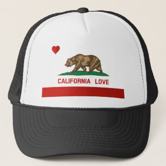 カリフォルニア愛州の旗のトラック運転手の帽子(黒) キャップ