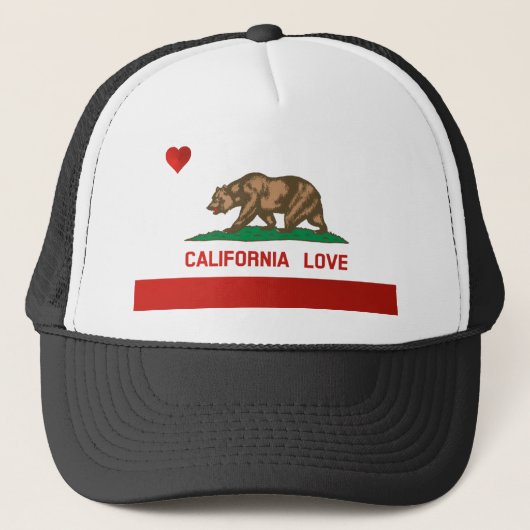 カリフォルニア愛州の旗のトラック運転手の帽子(黒) キャップ (正面)