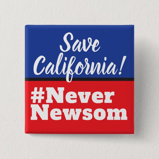 カリフォルニア救州選挙Never Newsom 缶バッジ (正面)