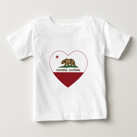 カリフォルニア旗のオーシャンサイドのハート ベビーTシャツ (正面)