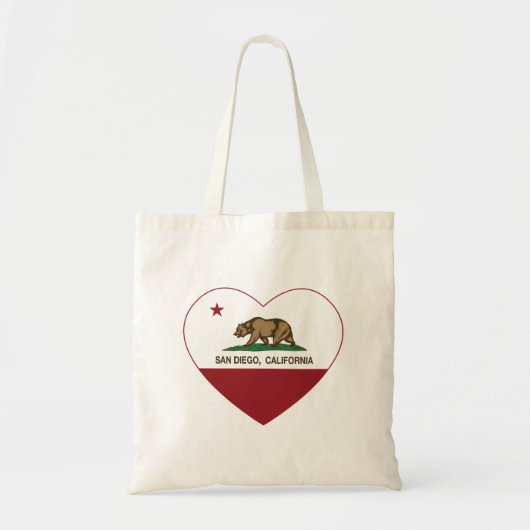 カリフォルニア旗のサンディエゴのハート トートバッグ (正面)