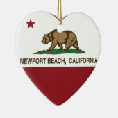カリフォルニア旗のニューポートビーチのハート セラミックオーナメント (右)