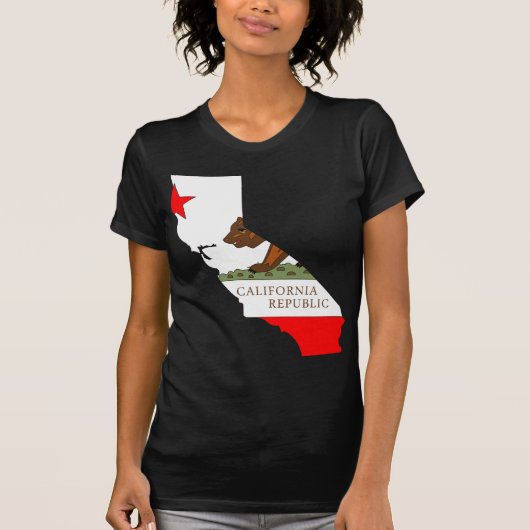 カリフォルニア旗の地図 Tシャツ (正面)