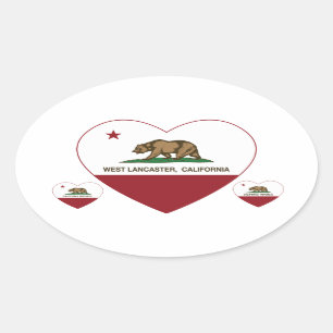カリフォルニア旗の西のランカスターのハート 楕円形シール