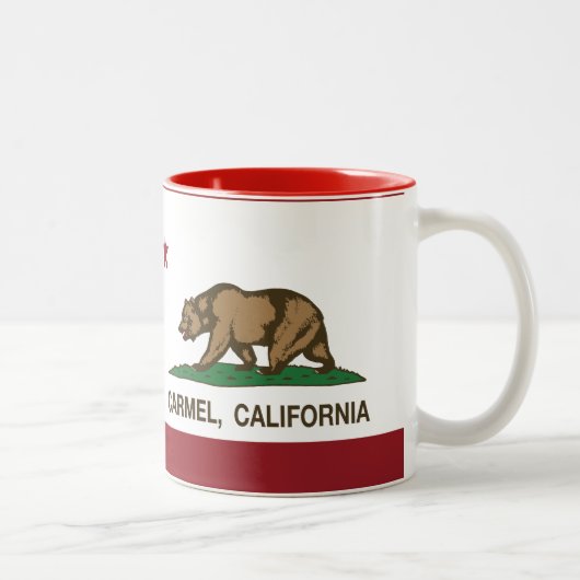カリフォルニア旗のcarmelの旗 ツートーンマグカップ (右)