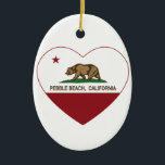 カリフォルニア旗のPebble Beachのハート セラミックオーナメント<br><div class="desc">Pebble Beachカリフォルニア共和国のハート</div>