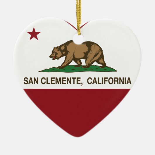 カリフォルニア旗のSan Clementeのハート セラミックオーナメント (正面)