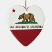 カリフォルニア旗のSan Luis Obispoのハート セラミックオーナメント (右)