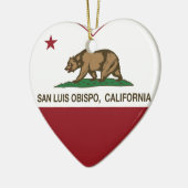 カリフォルニア旗のSan Luis Obispoのハート セラミックオーナメント (左)
