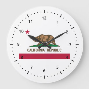 カリフォルニア旗、米国州の旗 ラージ壁時計