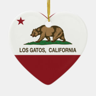 カリフォルニア旗losのgatosのハート セラミックオーナメント