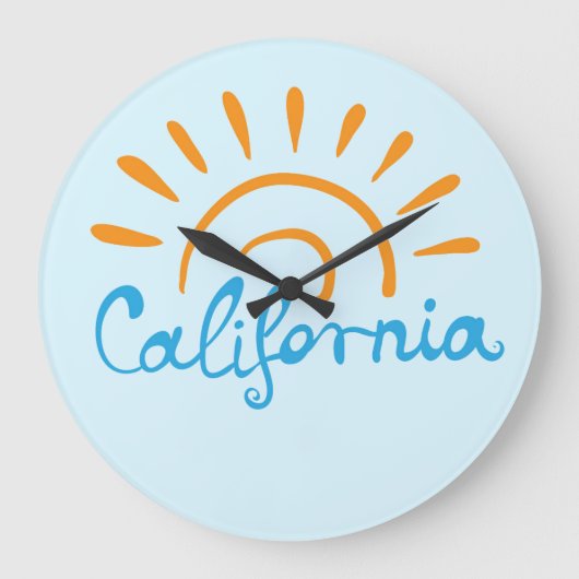 カリフォルニア明るいロゴ ラージ壁時計 (正面)