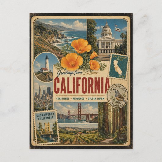 カリフォルニア本物ヴィンテージスタイル ポストカード (正面)