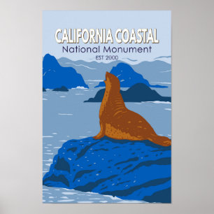 カリフォルニア沿岸国記念物ハーバーシール ポスター