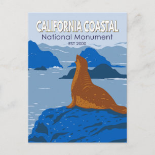 カリフォルニア沿岸国記念物ハーバーシール ポストカード